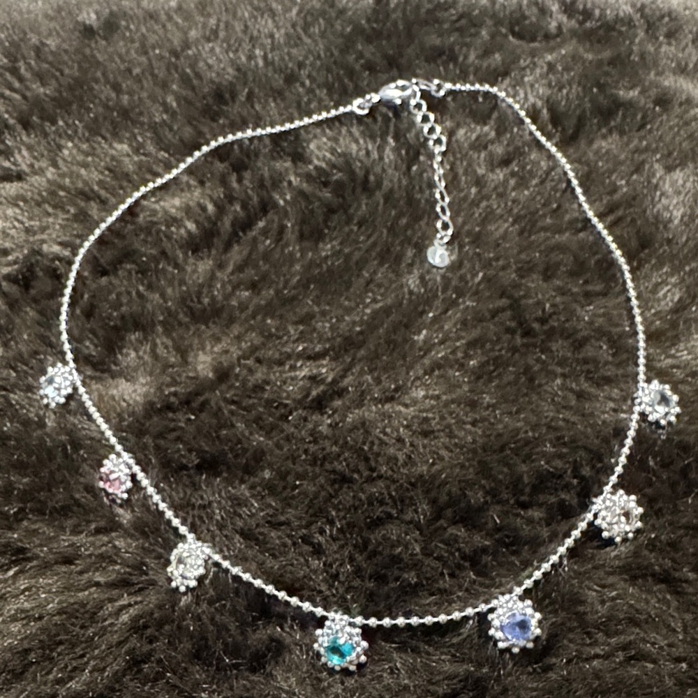 Dazzling Silver Necklace with Multicolor Gemstones